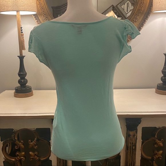2/$30 Banana Republic Aqua Ruffled Sleeve Top XS - Picture 4 of 5